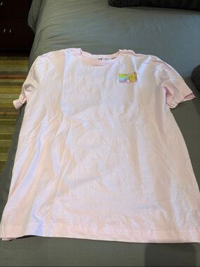 MTV Pastel Pink Tee with Rainbow Logo